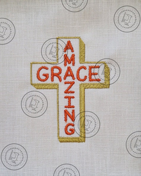 AMAZING GRACE CROSS EASTER CHRISTIAN Machine Embroidery Design