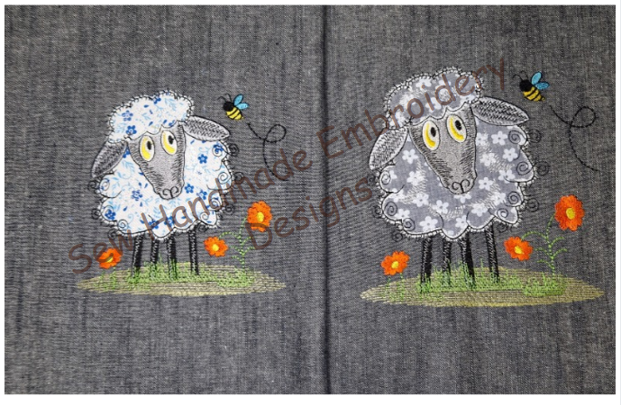APPLIQUE RAGGY SHEEP Machine Embroidery Design