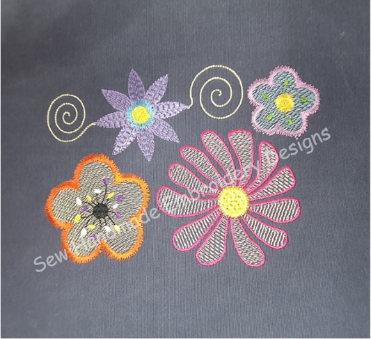 ASSORTED FLOWERS Machine Embroidery Design - AF023 5 x 7