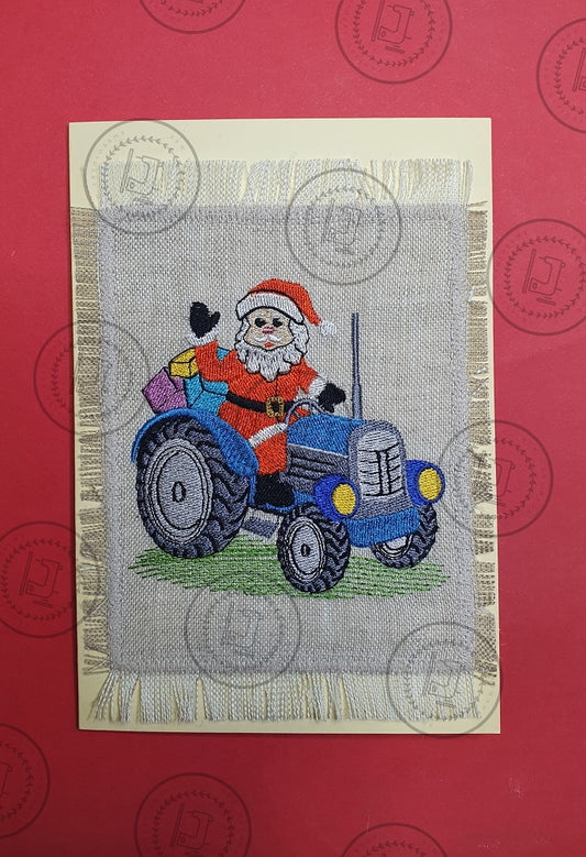 CHRISTMAS SANTA TRACTOR Embroidery Design
