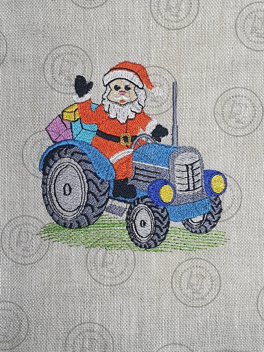 CHRISTMAS SANTA TRACTOR Embroidery Design