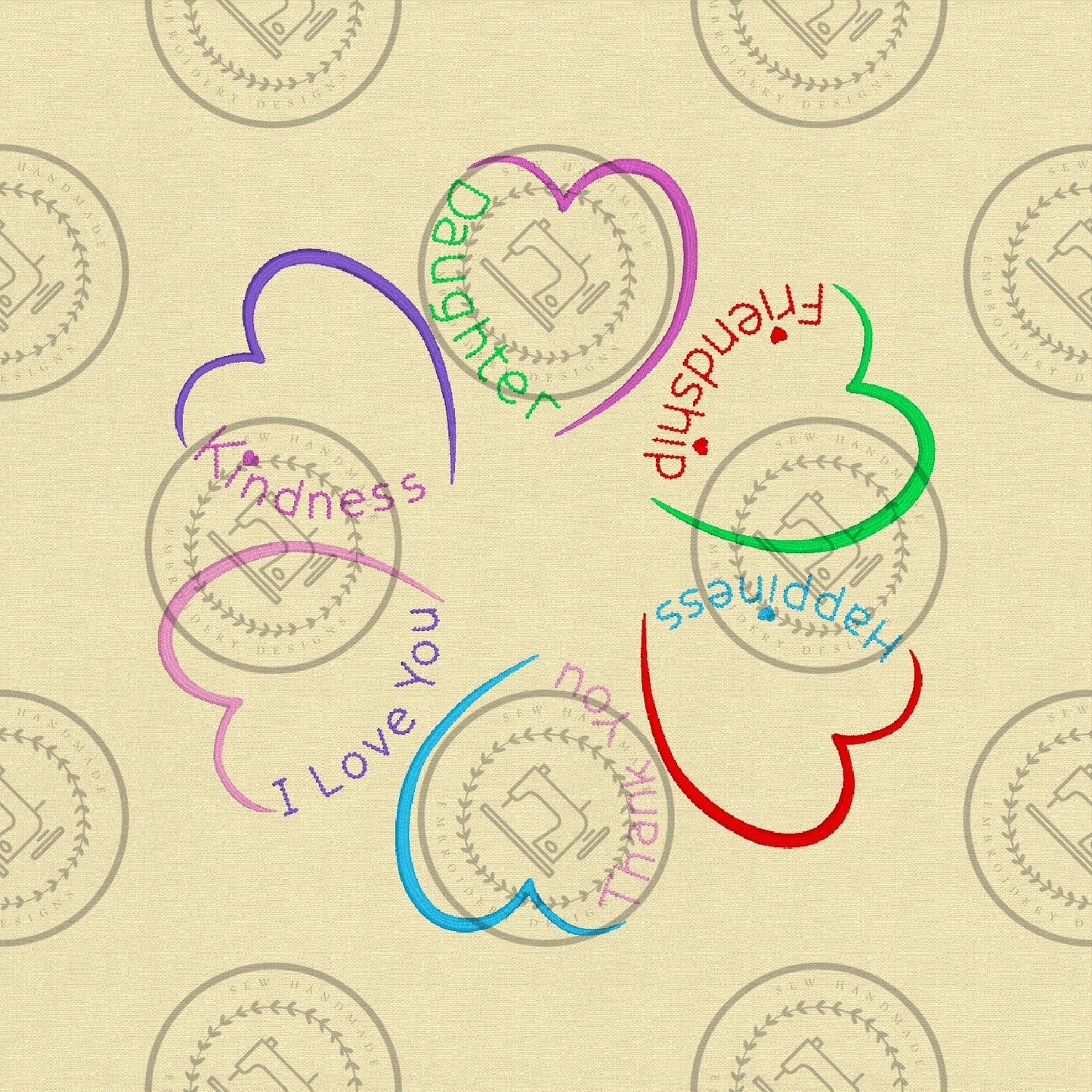 SIX MEANINGFUL HEART HEARTS Machine Embroidery Design