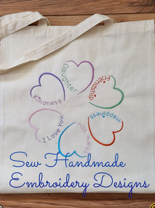 SIX MEANINGFUL HEART HEARTS Machine Embroidery Design