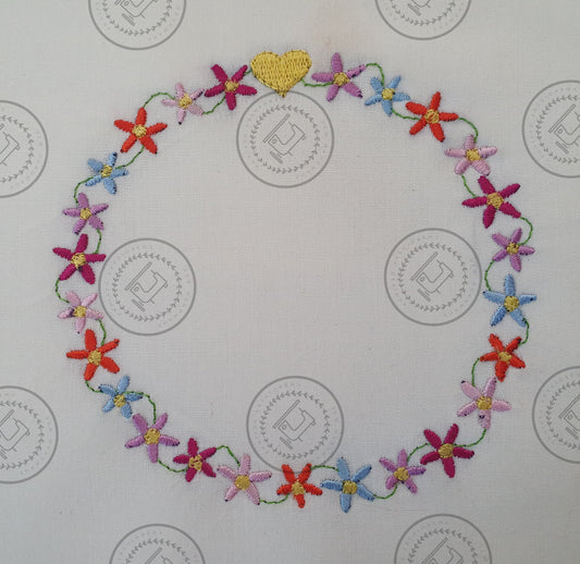 FLORAL CIRCLE MONOGRAM FRAME Embroidery Design - FCMF23 4 x 4