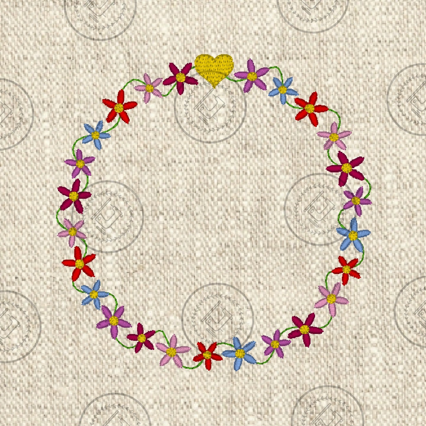 FLORAL CIRCLE MONOGRAM FRAME Machine Embroidery Design - FCMF23 4 x 4