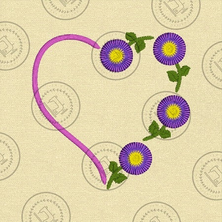FRINGE FLOWERS HEART Machine Embroidery Design