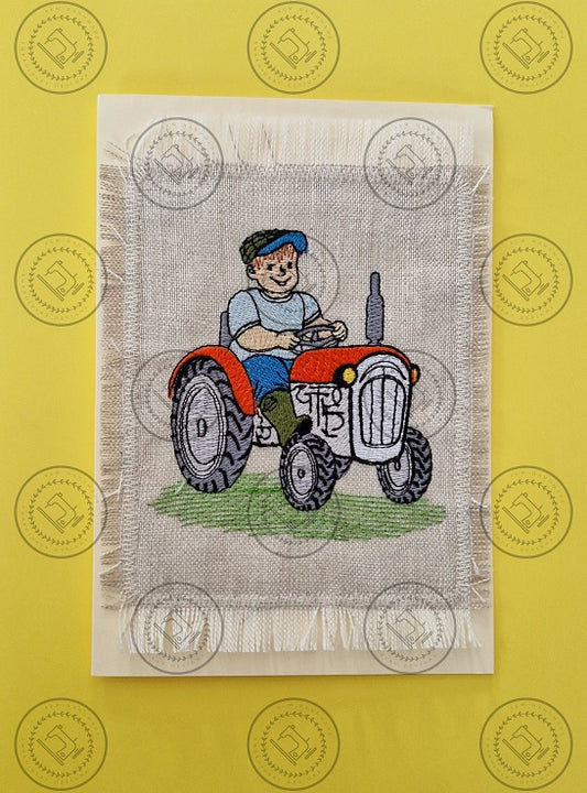 FARMER ON HIS TRACTOR Machine Embroidery Design