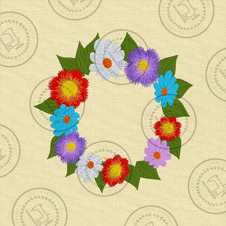 PRETTY FLOWERS FLORAL WREATH Embroidery Design