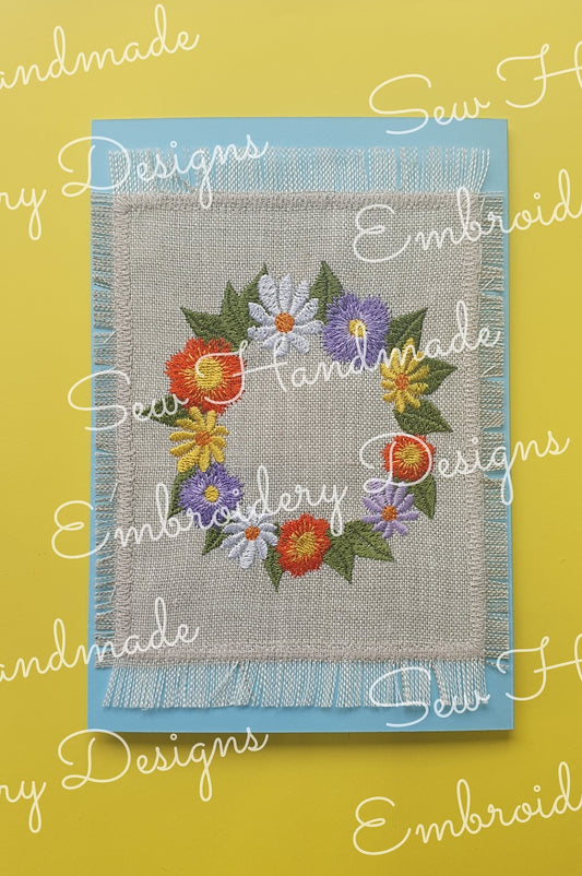 PRETTY FLOWERS FLORAL WREATH Embroidery Design