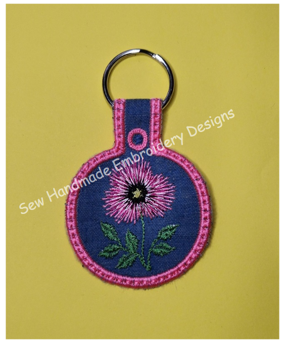 IN THE HOOP - ITH - KF1 - KEY FOB FLOWER Machine Embroidery Design