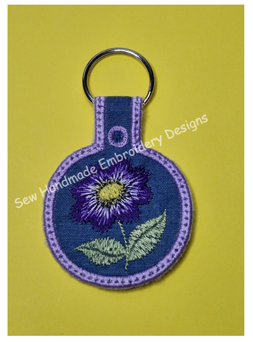 IN THE HOOP - ITH - KF2 - KEY FOB PANSY Machine Embroidery Design