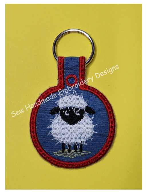 IN THE HOOP - ITH - KF5 - KEY FOB LITTLE SHEEP Machine Embroidery Design