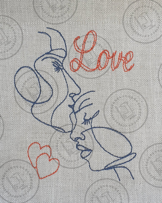 LOVE COUPLE FACE SCULPTURE Embroidery Design - LC424 4 x 5