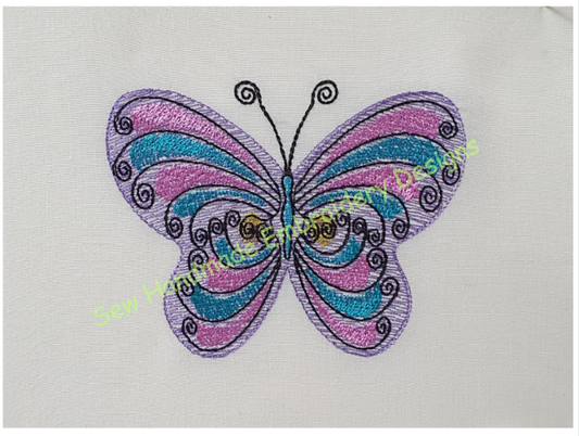 LIGHT FILL MULTI COLOURED BUTTERFLY Machine Embroidery Design - LFB023 4 x 4