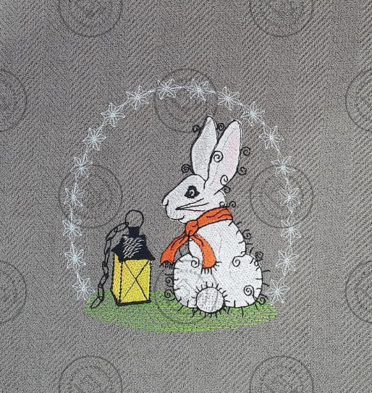 RAGGY WINTER BUNNY RABBIT Machine Embroidery Design