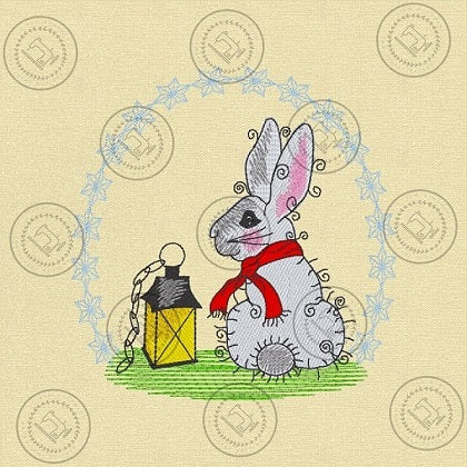 RAGGY WINTER BUNNY RABBIT Machine Embroidery Design