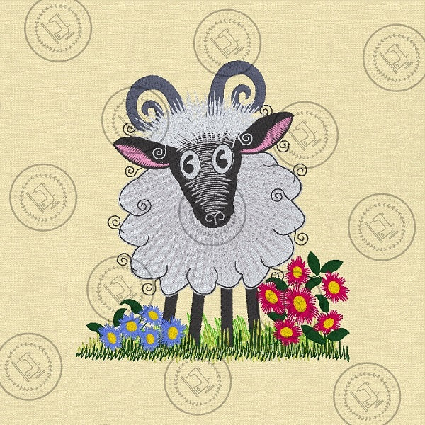 RAGGY FLUFFY RAM SHEEP Machine Embroidery Design