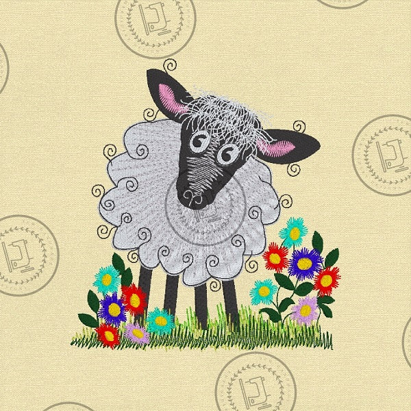 RAGGY FLUFFY LAMB SHEEP Machine Embroidery Design