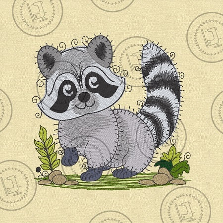 RAGGY RACOON RACCOON Machine Embroidery Design