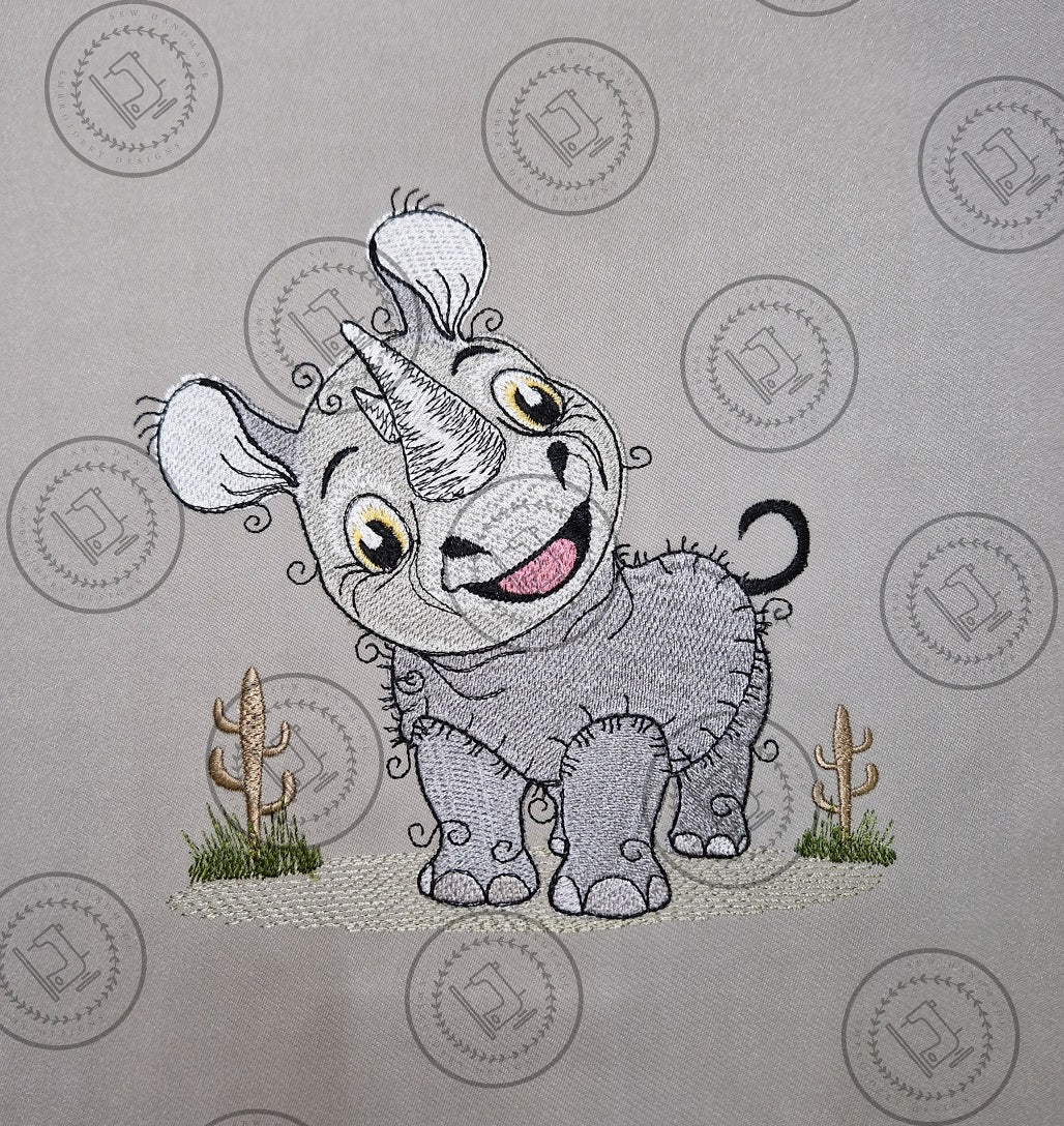 RAGGY RHINO RHINOCEROS Machine Embroidery Design