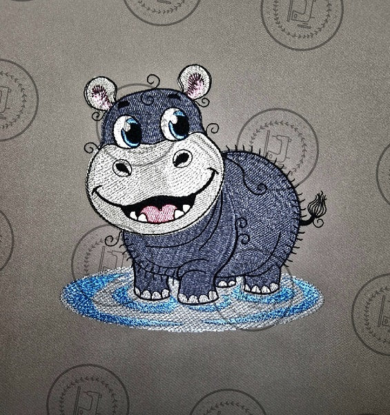 RAGGY HIPPO / HIPPOPOTAMUS Machine Embroidery Design