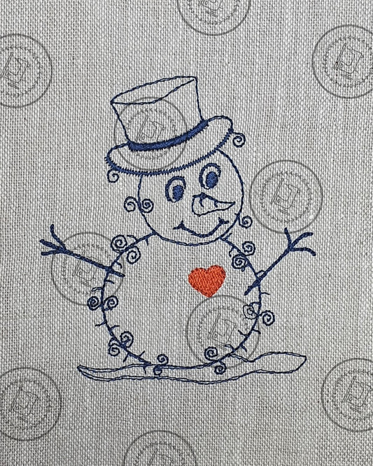 RAGGY SNOWMAN OUTLINE Embroidery Design - RSO23 4 x 4