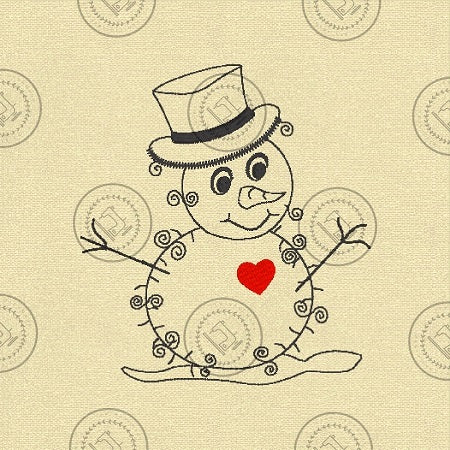RAGGY SNOWMAN OUTLINE Embroidery Design - RSO23 4 x 4
