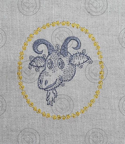 SKETCH CAMEO GOAT Embroidery Design - SC05 3.5 x 4
