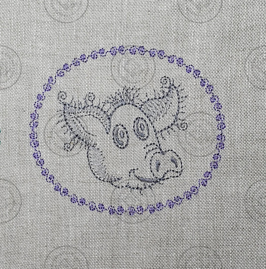 SKETCH CAMEO PIG Embroidery Design - SC07 3.5 x 4