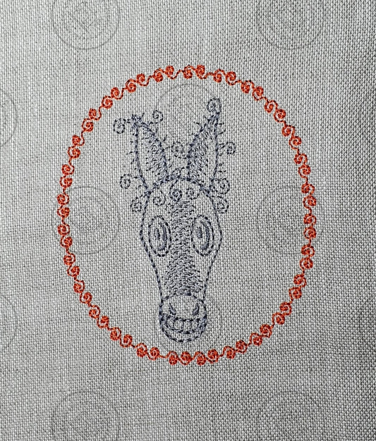 SKETCH CAMEO DONKEY Embroidery Design - SC08 3.5 x 4