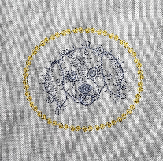 SKETCH CAMEO PUPPY DOG Embroidery Design - SC10 3.5 x 4