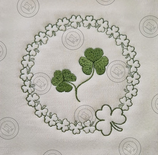 SAINT PATRICKS IRISH SHAMROCK CIRCLE Machine Embroidery Design 4 x 4