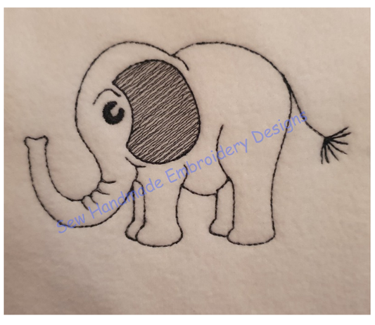 SKETCH ELEPHANT Machine Embroidery Design