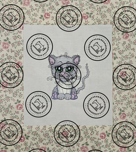 RAGGY KITTEN CAT Embroidery Design - R001 5 x 6