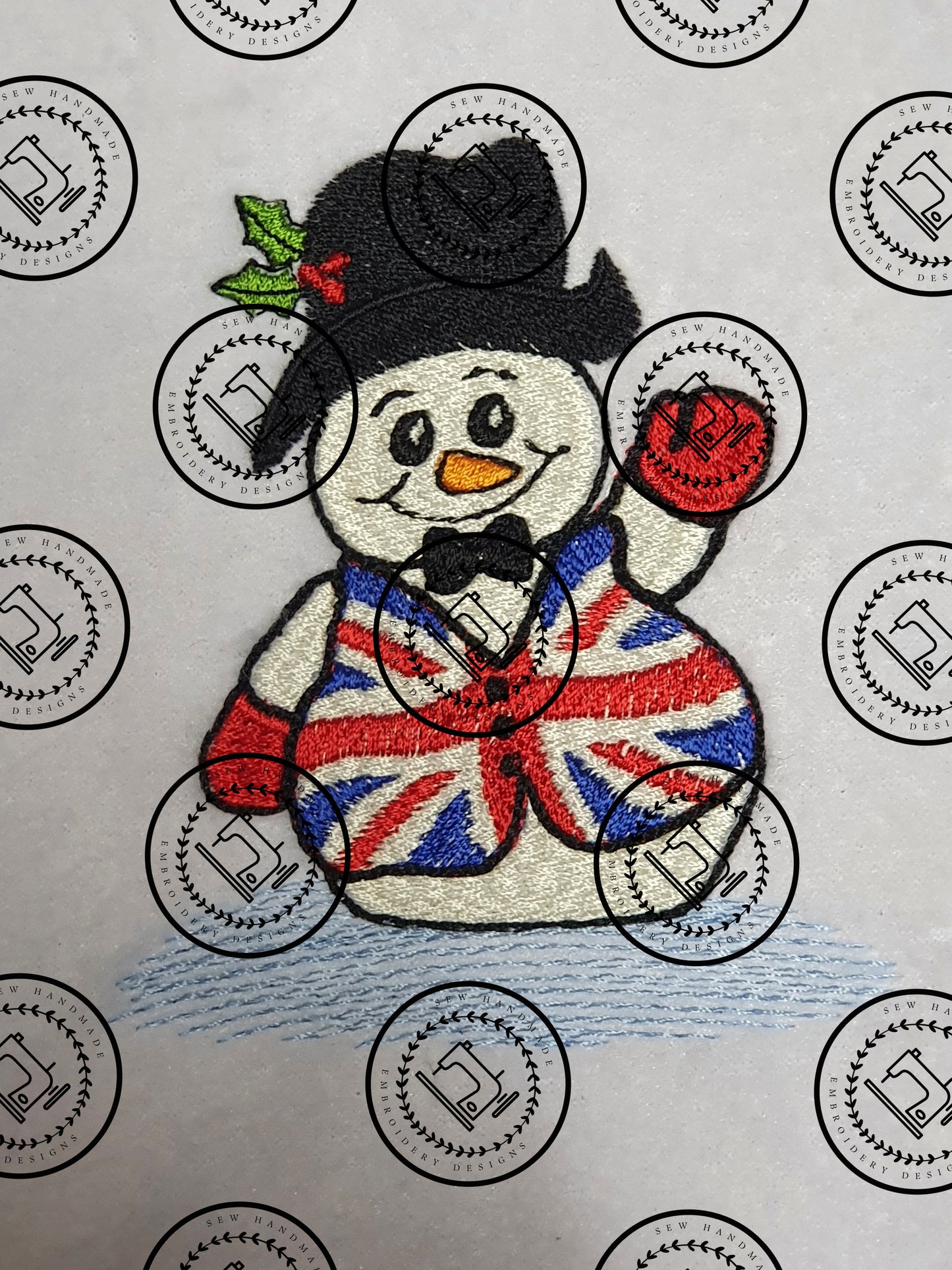 UNION JACK SNOWMAN Embroidery Design - ULS22 4 x 4