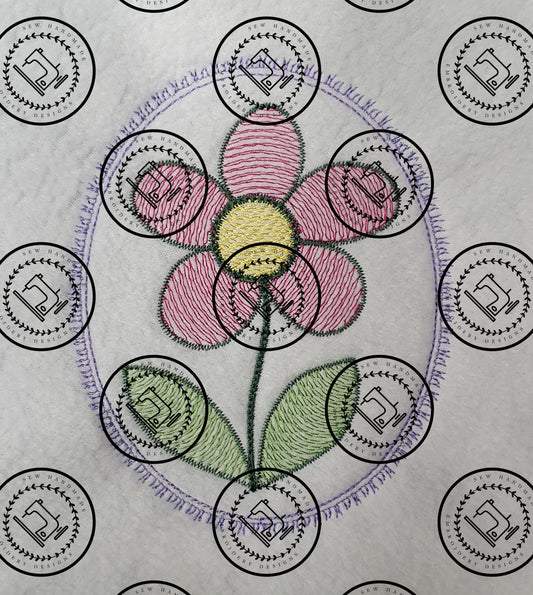 LIGHT FILL FLOWER IN FRAME Embroidery Design - LFF022 3.25 x 4.5