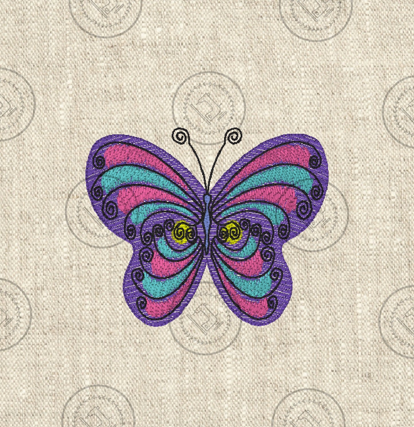 LIGHT FILL MULTI COLOURED BUTTERFLY Machine Embroidery Design - LFB023 4 x 4