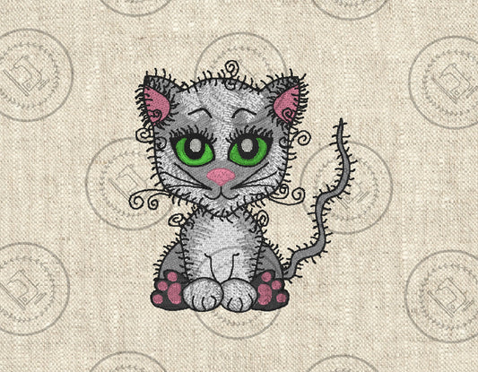 RAGGY KITTEN CAT Embroidery Design - R001 5 x 6