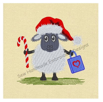 CHRISTMAS CANDY CANE SHEEP Machine Embroidery Design