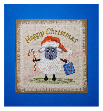 CHRISTMAS CANDY CANE SHEEP Machine Embroidery Design