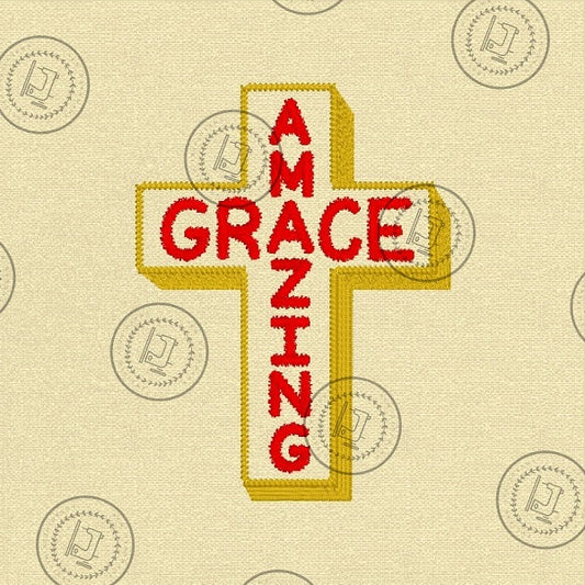 AMAZING GRACE CROSS EASTER CHRISTIAN Machine Embroidery Design