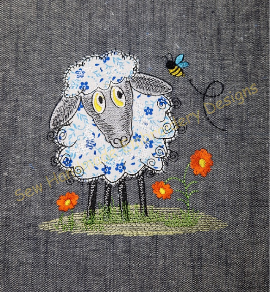 APPLIQUE RAGGY SHEEP Machine Embroidery Design