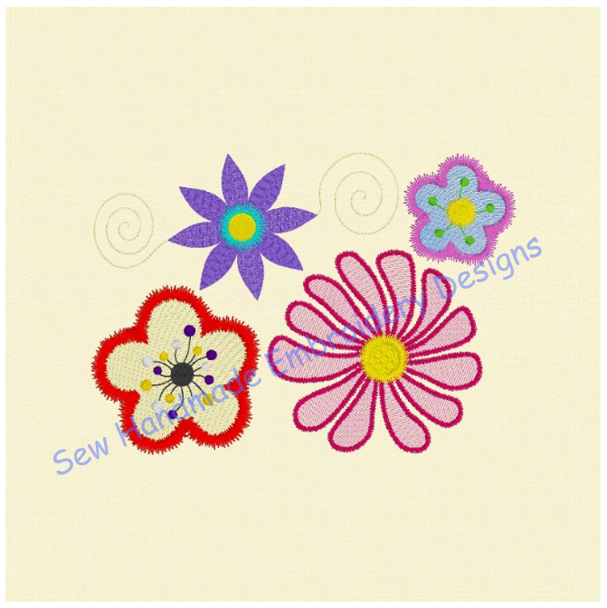 ASSORTED FLOWERS Machine Embroidery Design - AF023  5 x 7