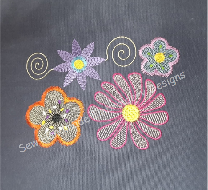 ASSORTED FLOWERS Machine Embroidery Design - AF023  5 x 7