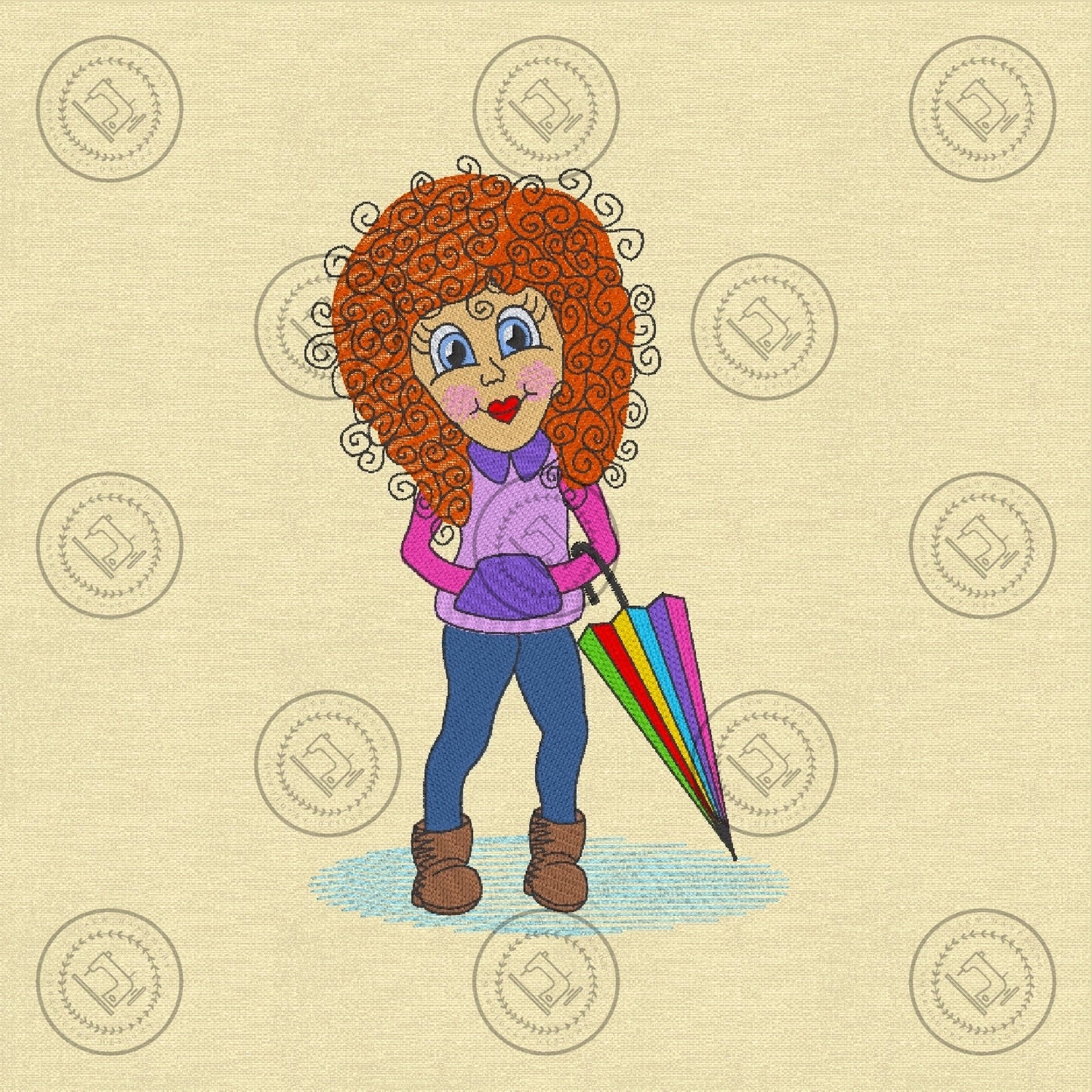 CURLY GIRL Machine Embroidery Design