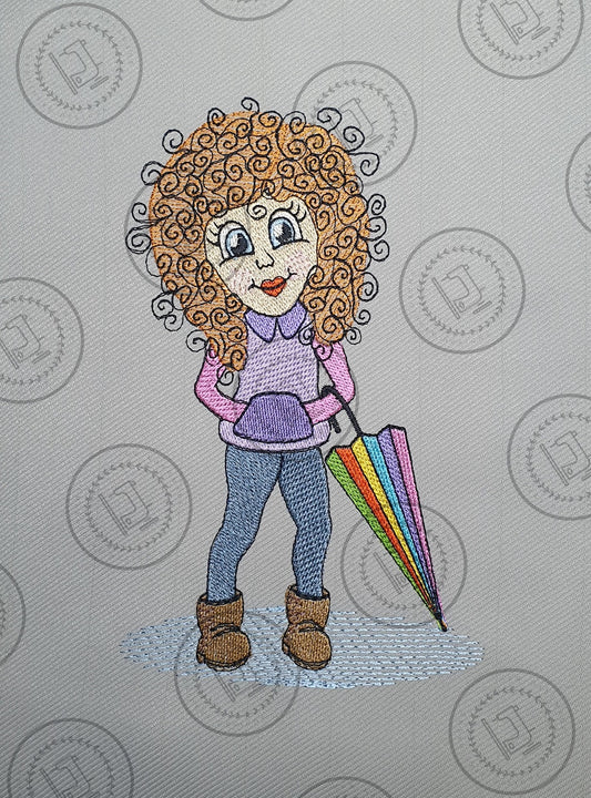 CURLY GIRL Machine Embroidery Design
