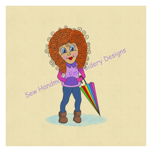 CURLY GIRL Machine Embroidery Design