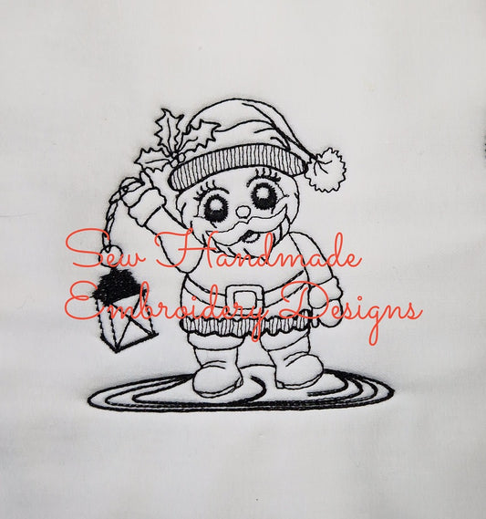CHRISTMAS SKETCH SANTA CLAUS Machine Embroidery Design - CS01s  4 x 4