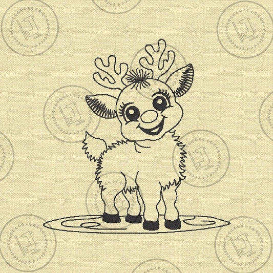 CHRISTMAS SKETCH REINDEER Machine Embroidery Design - CS02s  4 x 4