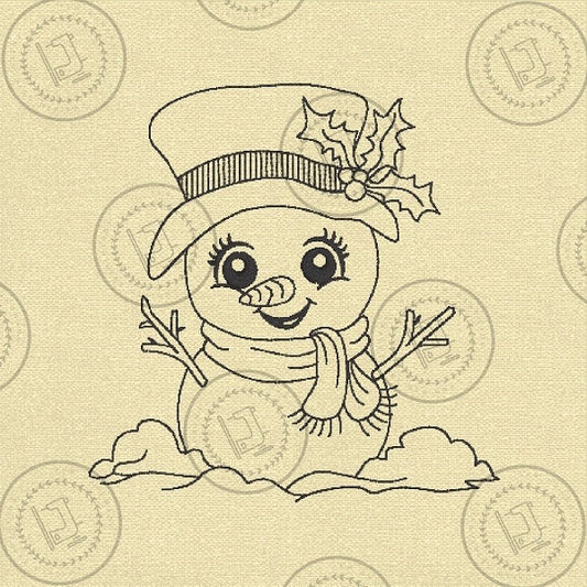 CHRISTMAS SKETCH SNOWMAN Machine Embroidery Design - CS03s  4 x 4